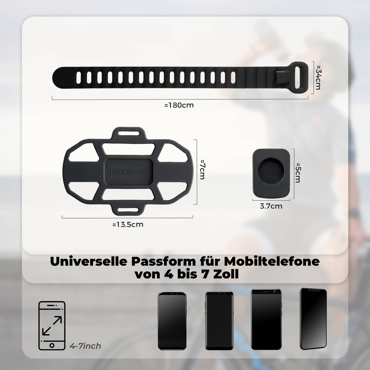 ROCKBROS Fahrrad Handyhalterung Stoßdämpfend Kratzfest für 4"-7" Handy
