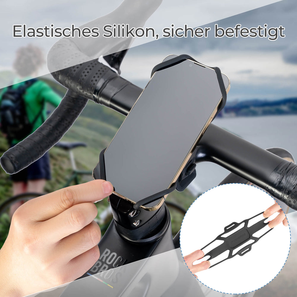 ROCKBROS Fahrrad Handyhalterung Stoßdämpfend Kratzfest für 4"-7" Handy