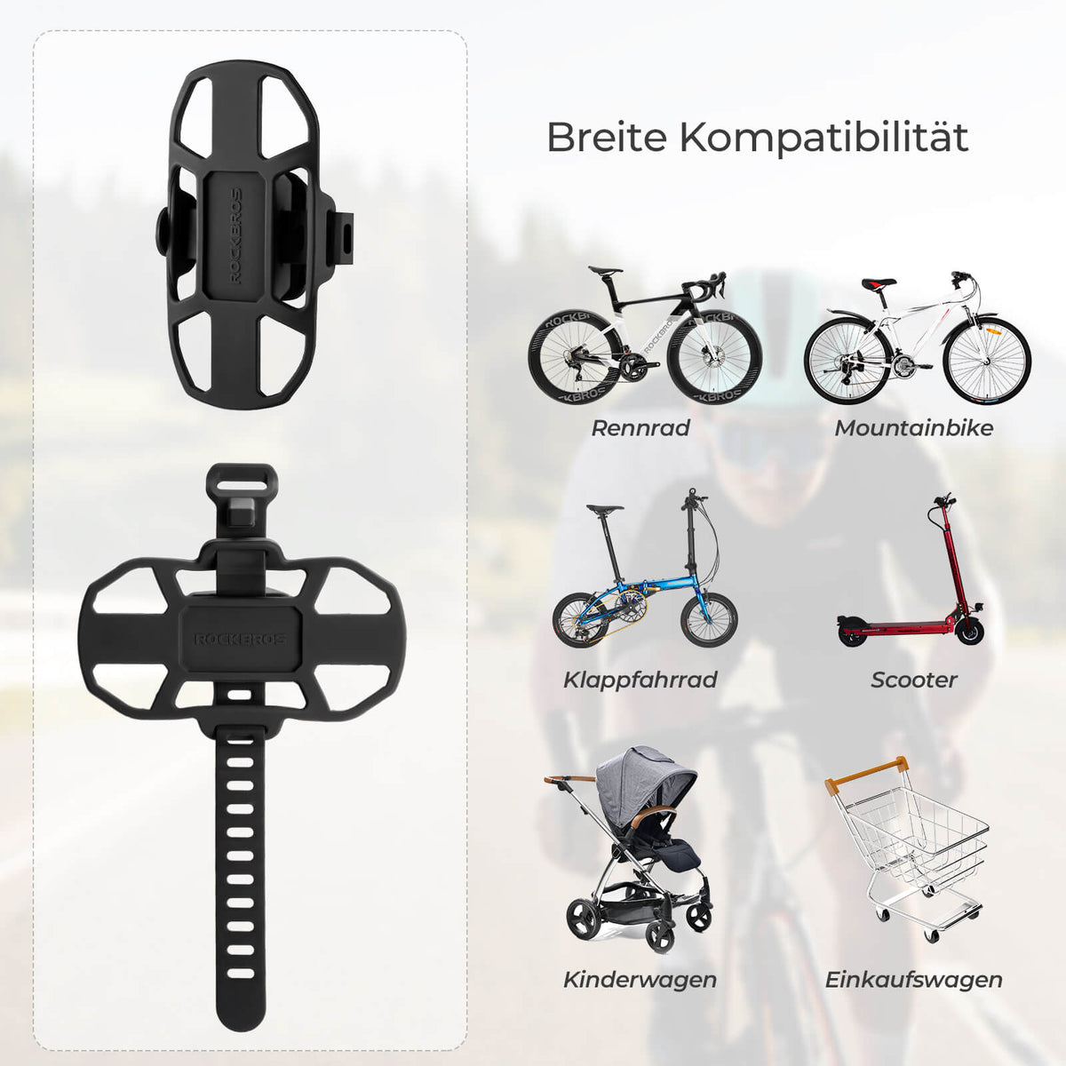 ROCKBROS Fahrrad Handyhalterung Stoßdämpfend Kratzfest für 4