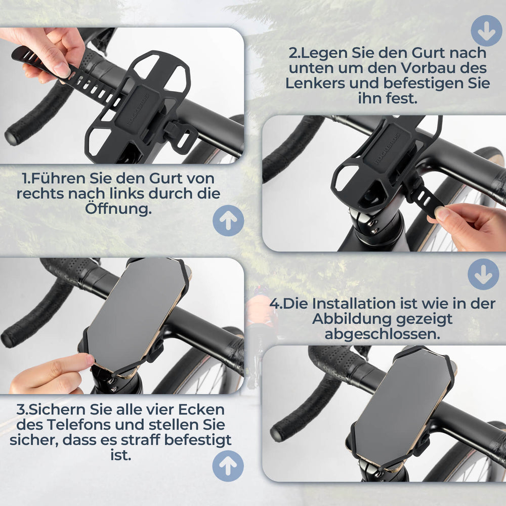ROCKBROS Fahrrad Handyhalterung Stoßdämpfend Kratzfest für 4"-7" Handy