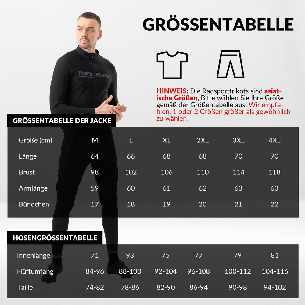 ROCKBROS Fahrrad Jacke & Hose Winter Anzug Sportlich Fahrradbekleidung