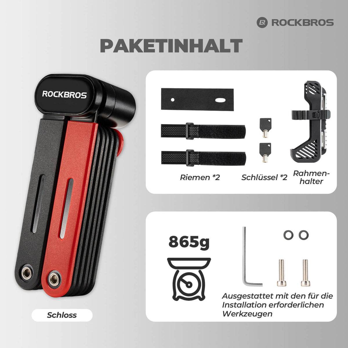 klapp fahrradschloss ROCKBROS Fahrrad Klapp-Fahrradschloss Robust Diebstahlschutz – ROCKBROS-DE