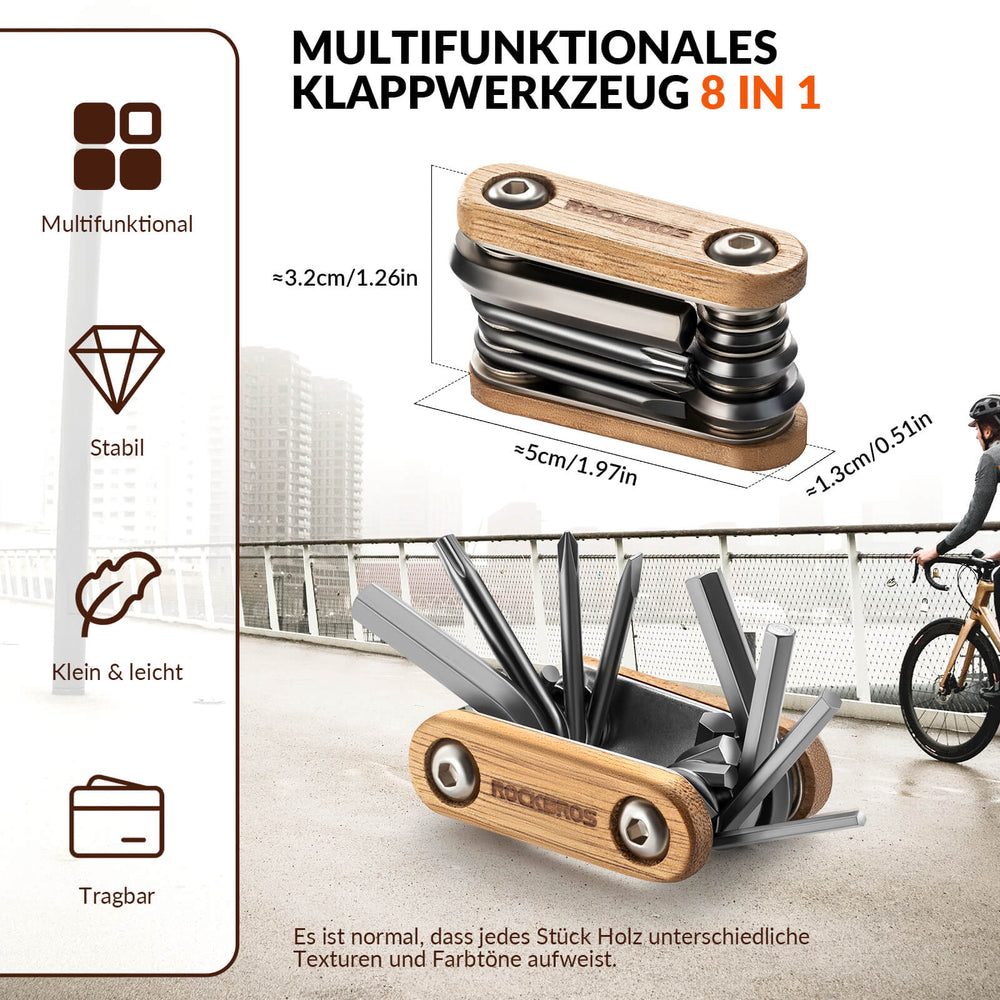 ROCKBROS Fahrrad Multifunktionswerkzeug 8 in 1 Reparaturset 45CR