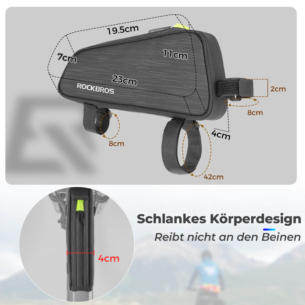 ROCKBROS Fahrrad Oberrohrtasche/Satteltasche 1,1L mit Innenfächern