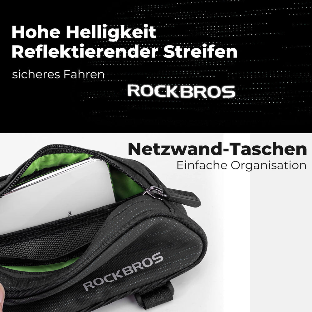 ROCKBROS Fahrrad Oberrohrtasche/Satteltasche 1,1L mit Innenfächern