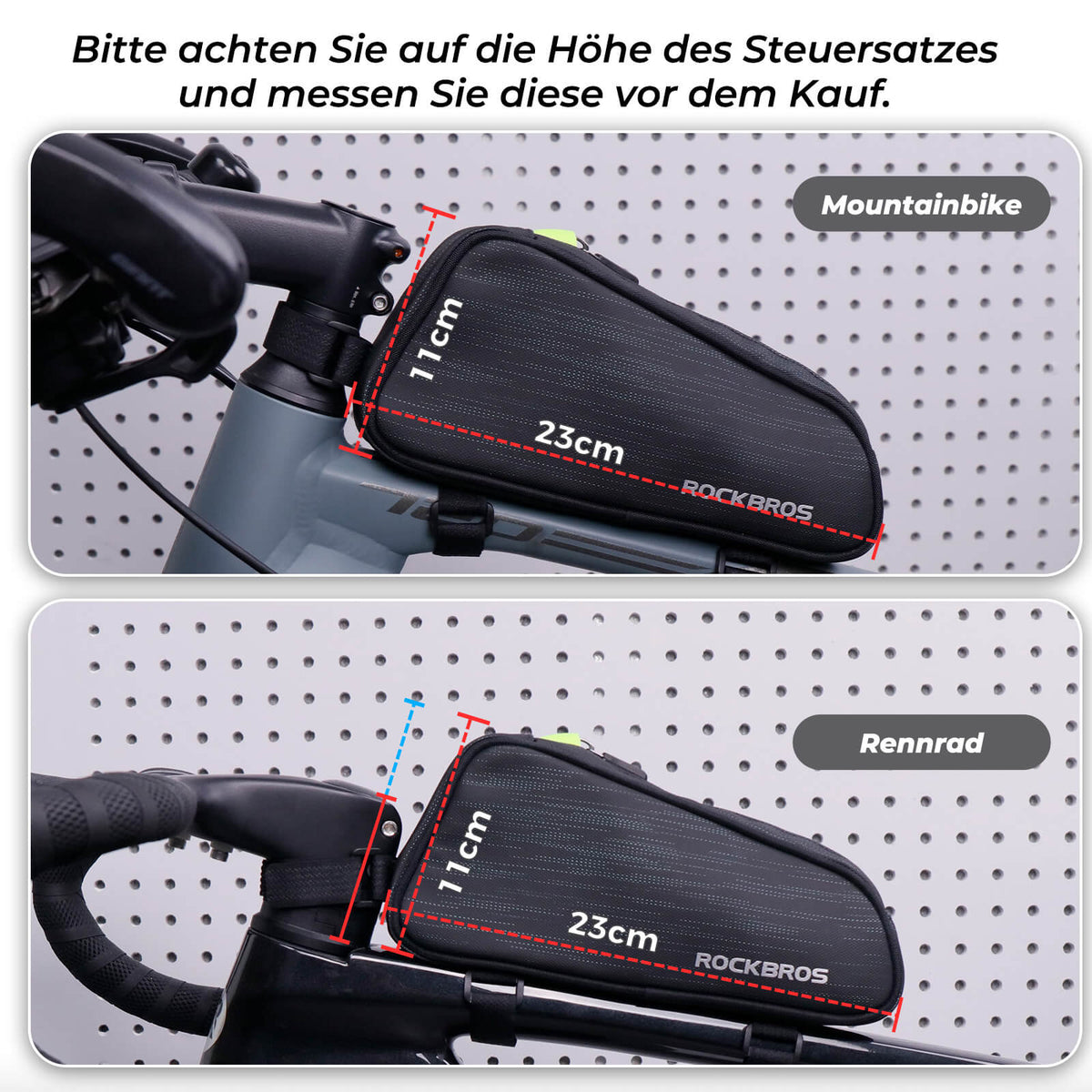oberrohrtasche rennrad test ROCKBROS Fahrrad Oberrohrtasche/Satteltasche 1,1L mit Innenfächern – ROCKBROS-DE Goggle Lenses Colour:GOLD Paar 105 BL-1055 Halterungsabdeckung