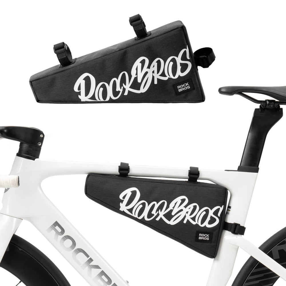 ROCKBROS Fahrrad Rahmentasche Dreieckstasche mit Klettbandverschluss 1,9 L für Gravelbike MTB Ebike Rennrad-Schwarz