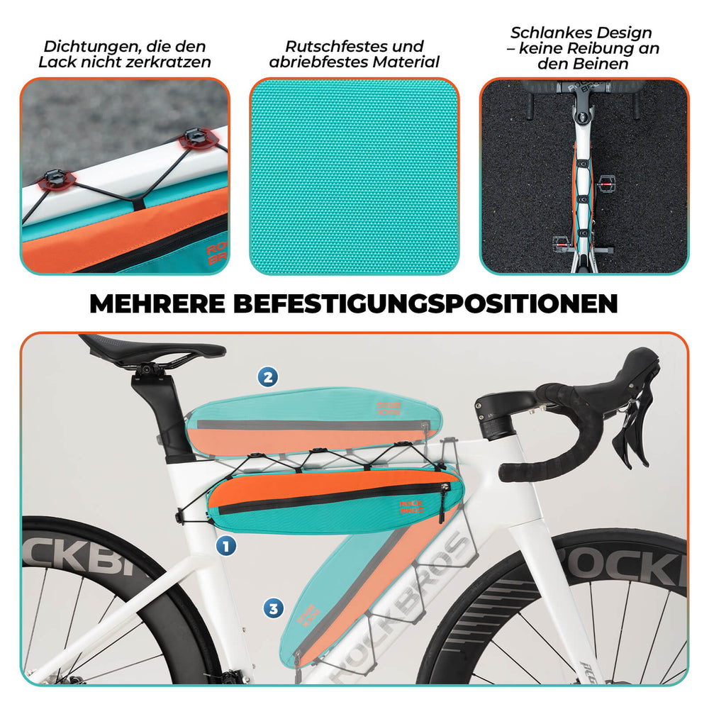 ROCKBROS Fahrrad Rahmentasche Dreiecktasche Kratzfest 44cm 1,4L
