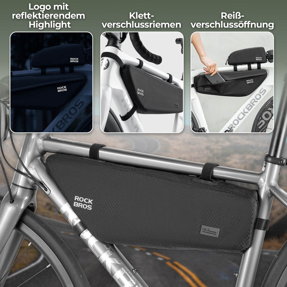 ROCKBROS Fahrrad Rahmentasche Dreiecktasche Wasserabweisend 2,9L Schwarz