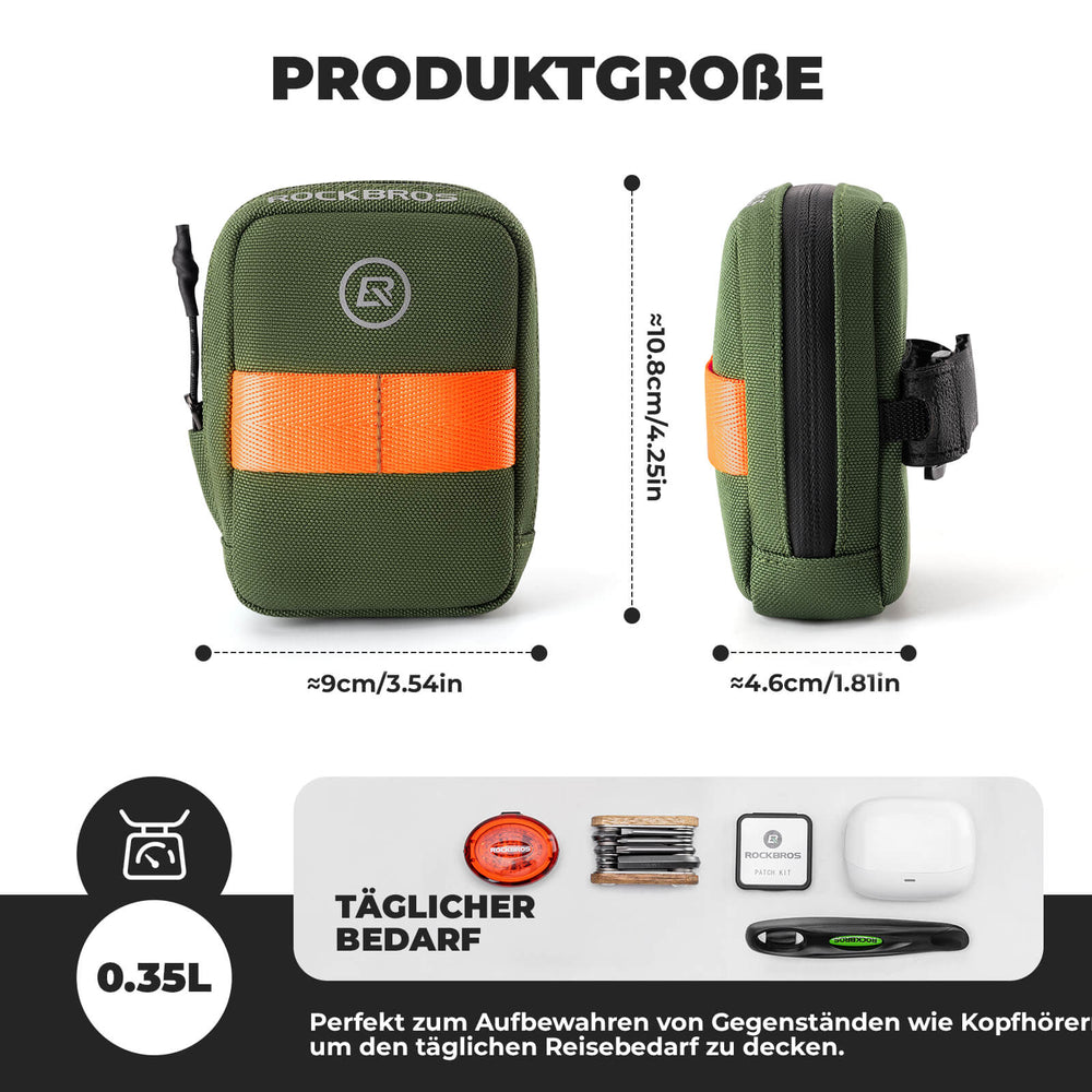 ROCKBROS Fahrrad Satteltasche Kompakte Aufbewahrungstasche Rennrad MTB-Militärgrün