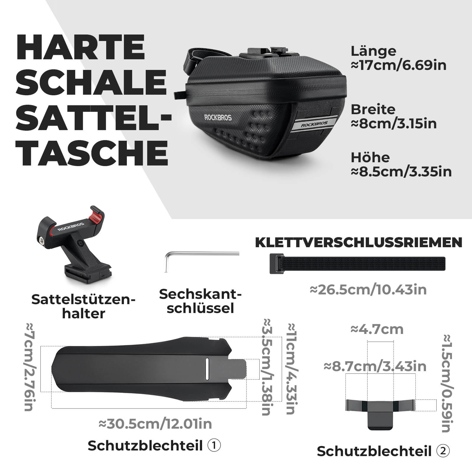 ROCKBROS Fahrrad Satteltasche mit Schutzblech Wasserabweisend 0.8L