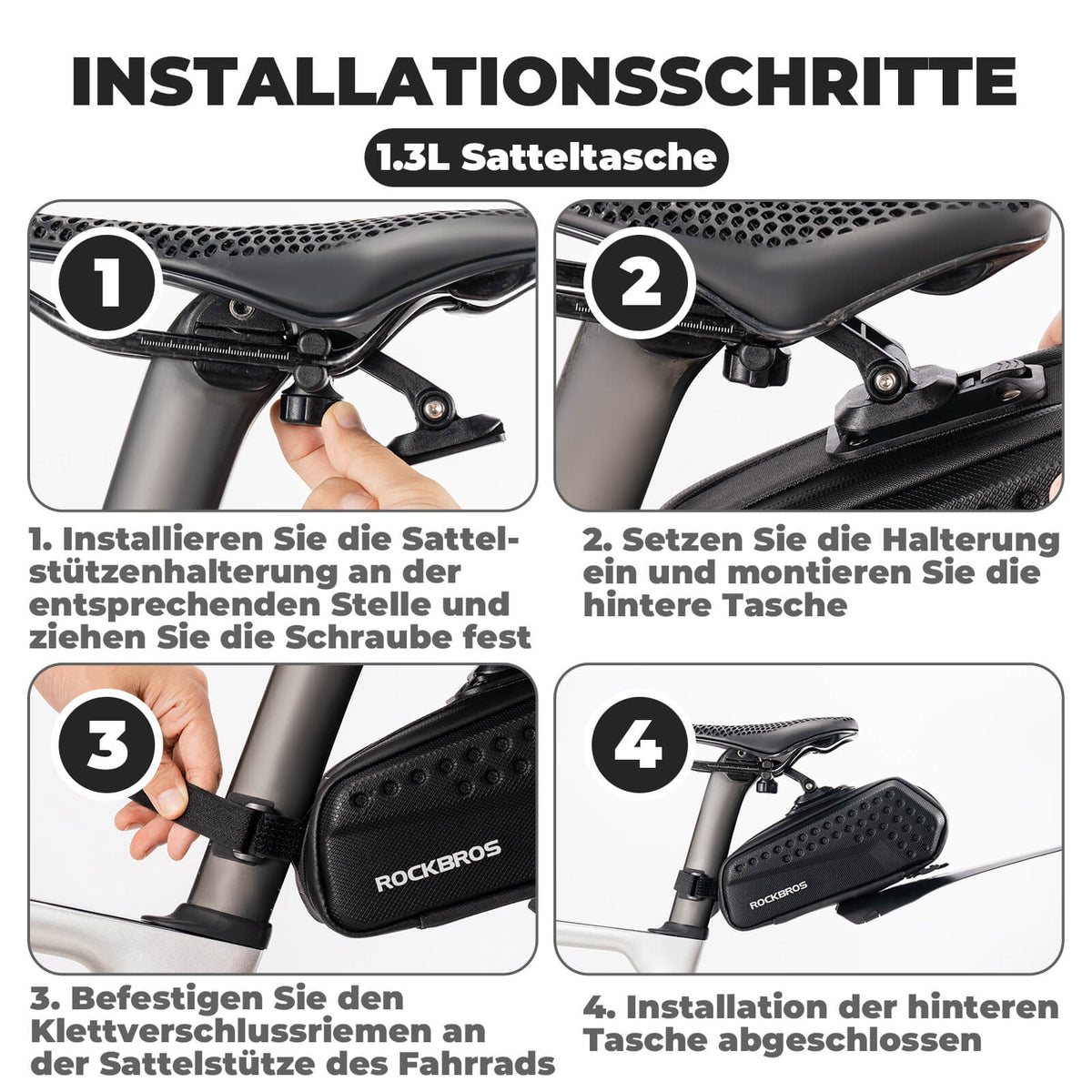 ROCKBROS Fahrrad Satteltasche mit Schutzblech Wasserabweisend 1,3L/0.8 – ROCKBROS-DE