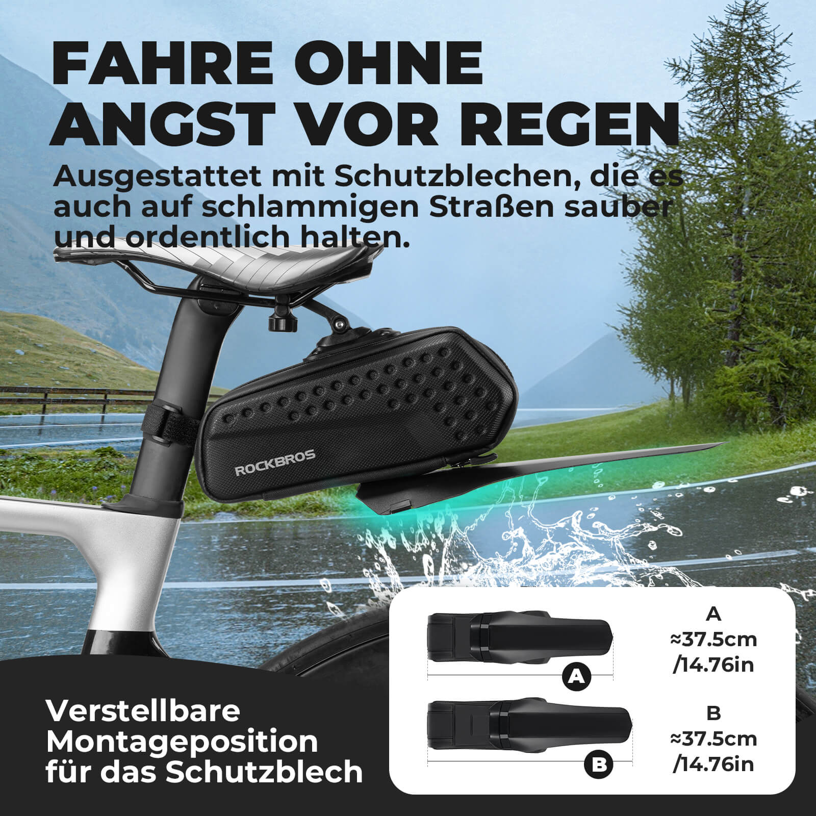 ROCKBROS Fahrrad Satteltasche mit Schutzblech Wasserabweisend 1,3L