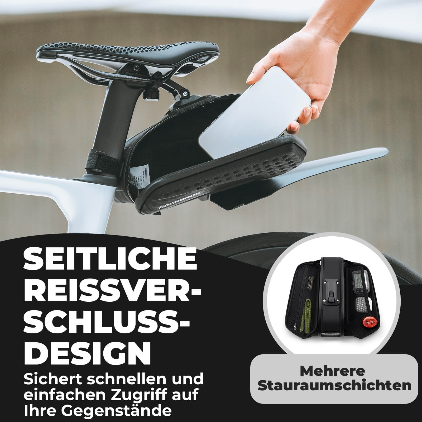 ROCKBROS Fahrrad Satteltasche mit Schutzblech Wasserabweisend 1,3L