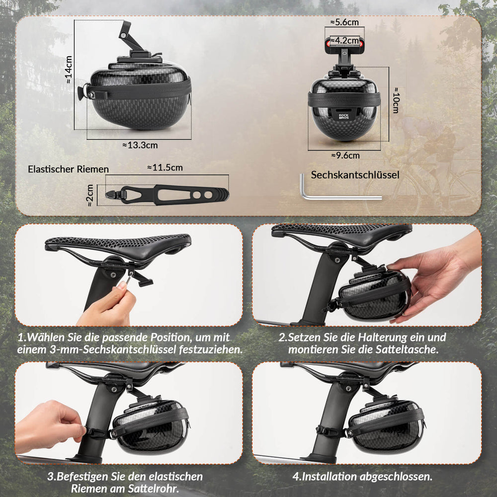 ROCKBROS Fahrrad Satteltaschen Hard Shell Reflektierend 0,4 L mit Halterung