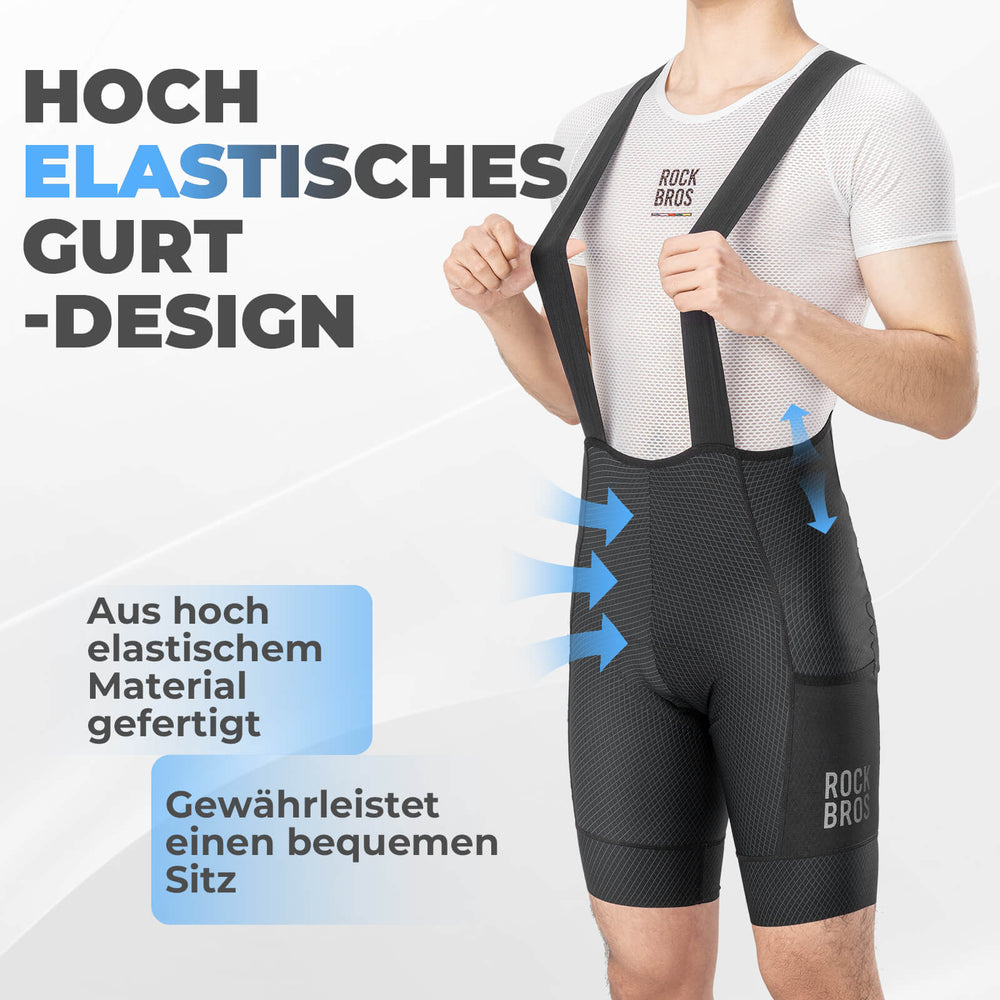 ROCKBROS Fahrrad Trägerhose Radhose mit Sitzpolster Atmungsaktiv Sommer