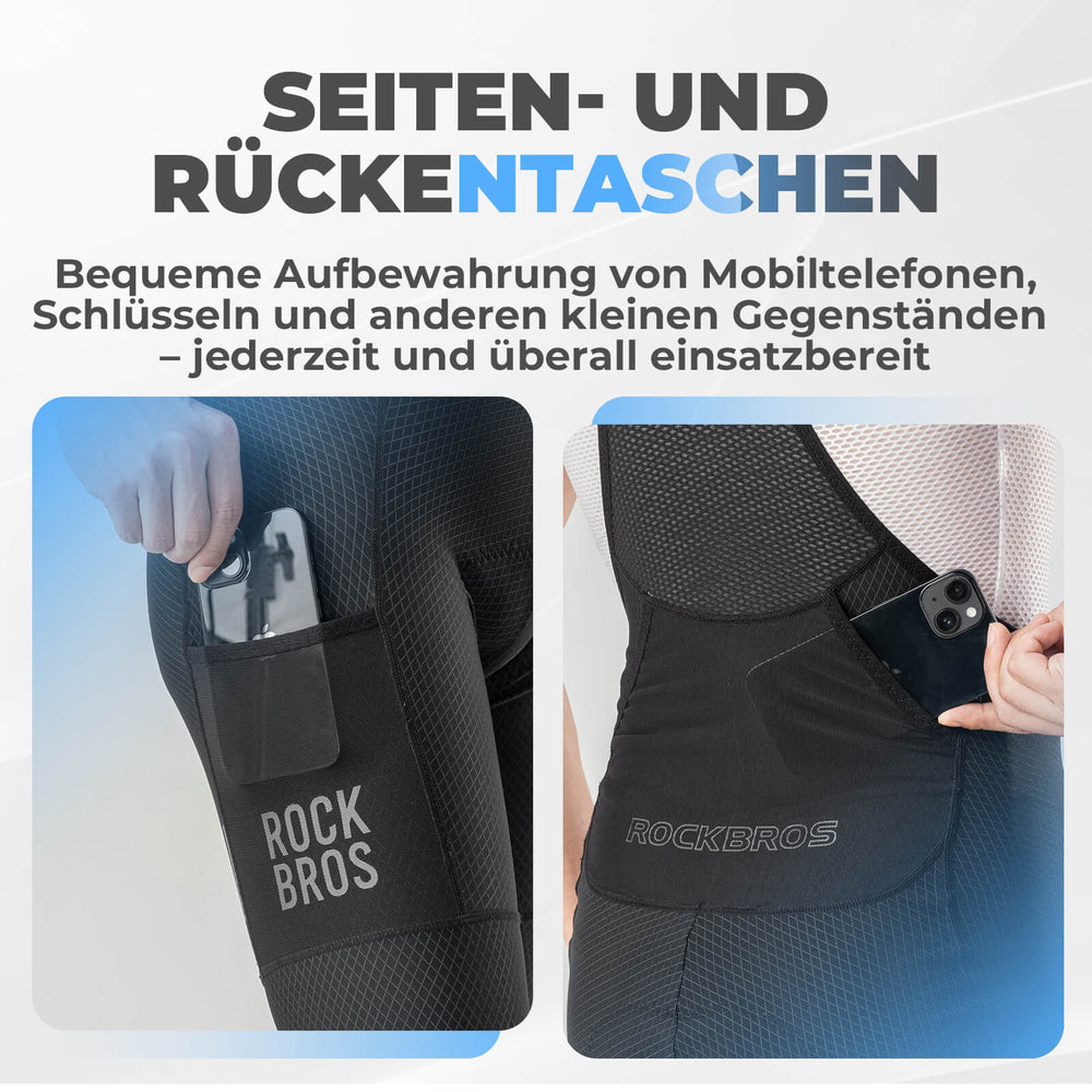 ROCKBROS Fahrrad Trägerhose Radhose mit Sitzpolster Atmungsaktiv Sommer