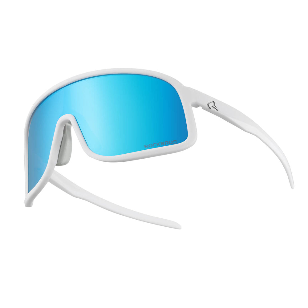 ROCKBROS Fahrradbrille Polarisiert Sonnenbrille UV400-Schutz verstellbar Nasenpad-Blau-Weiß