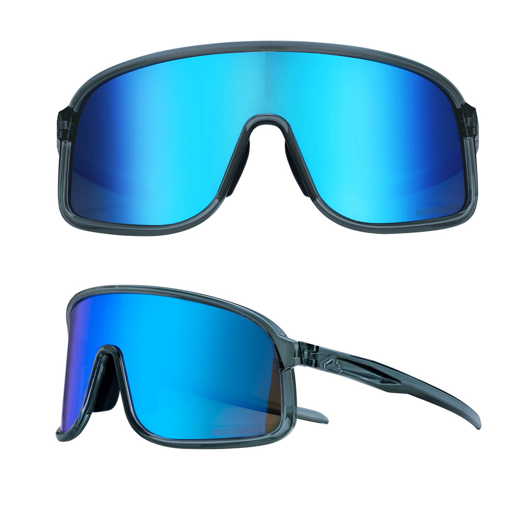 ROCKBROS Fahrradbrille Polarisiert Sonnenbrille UV400-Schutz verstellbar Nasenpad-Blau