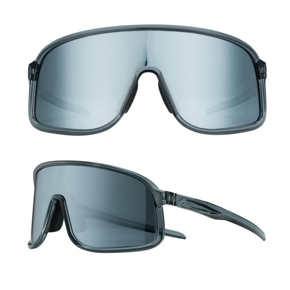 ROCKBROS Fahrradbrille Polarisiert Sonnenbrille UV400-Schutz verstellbar Nasenpad-Grau