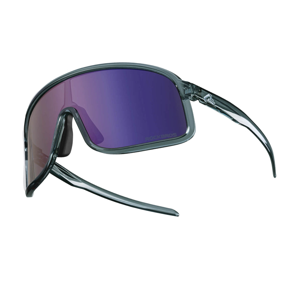 ROCKBROS Fahrradbrille Polarisiert Sonnenbrille UV400-Schutz verstellbar Nasenpad-Lila-Schwarz