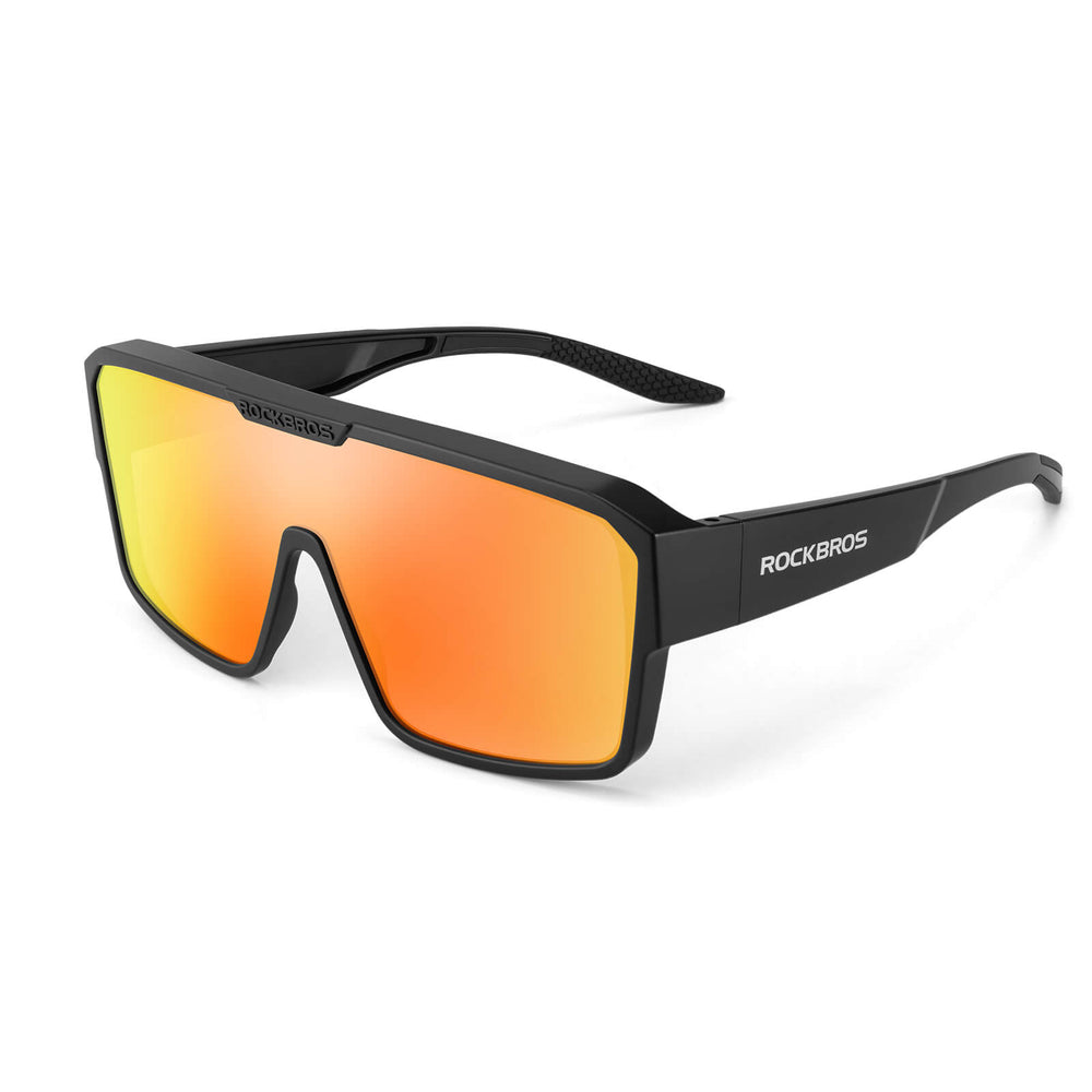ROCKBROS Fahrradbrille Polarisiert Sportbrille Outdoor MTB Rennrad Sportbrille-Rot-Rahmen schwarz