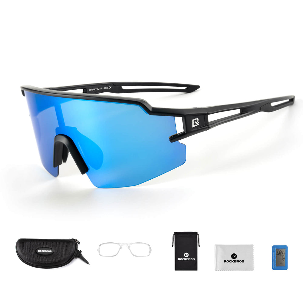 ROCKBROS Fahrradbrille Polarisiert Sportbrille winddichte Sonnenbrille UV 400-Schwarz