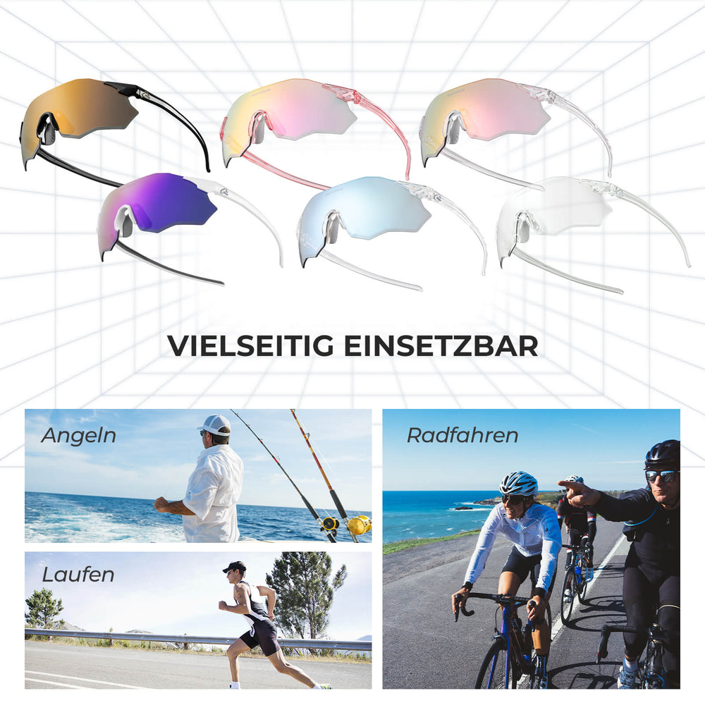 ROCKBROS Fahrradbrille Selbsttönend/Polarisiert UV400-Schutz Ohne Rahmen Unisex