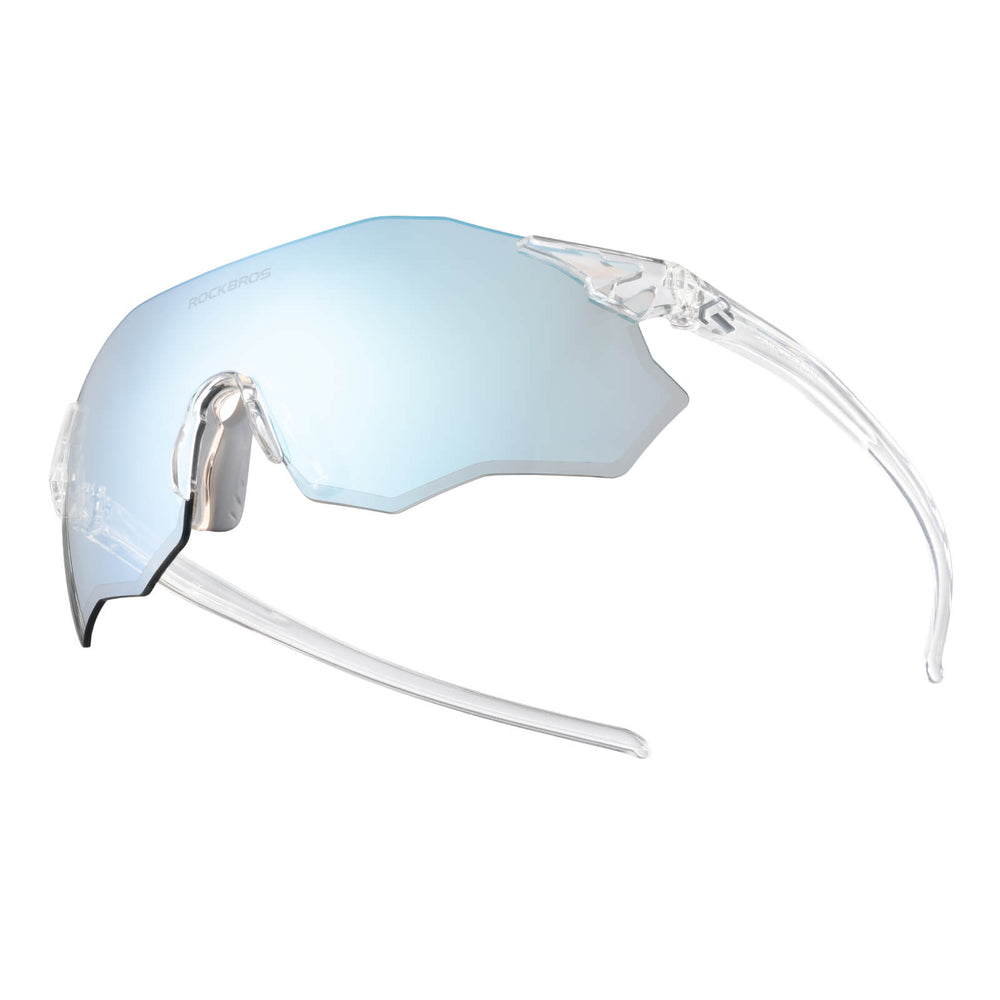ROCKBROS Fahrradbrille Selbsttönend/Polarisiert UV400-Schutz Ohne Rahmen Unisex-Blau/Selbsttönend
