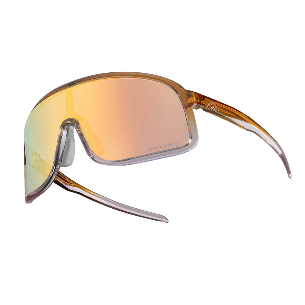 ROCKBROS Fahrradbrille Selbsttönend Sonnenbrille UV400-Schutz verstellbar Nasenpad-Goldgelb