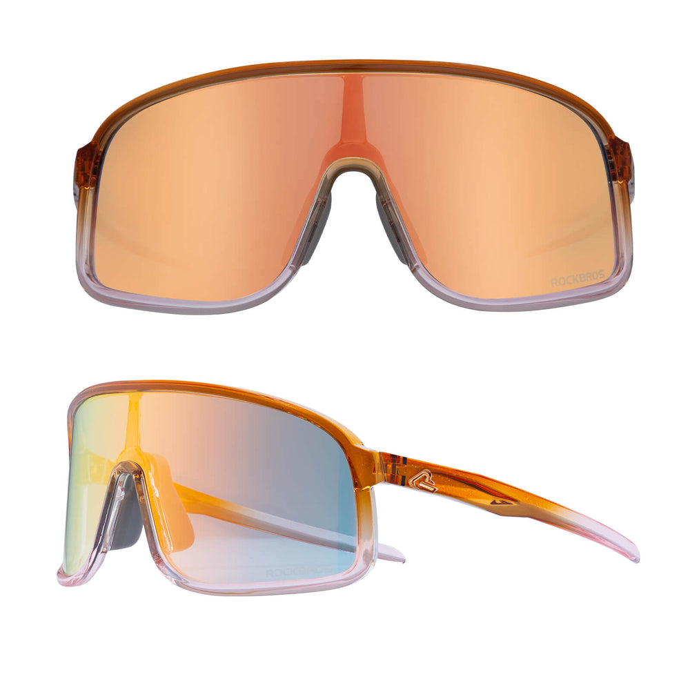 ROCKBROS Fahrradbrille Selbsttönend Sonnenbrille UV400-Schutz verstellbar Nasenpad-Goldgelb