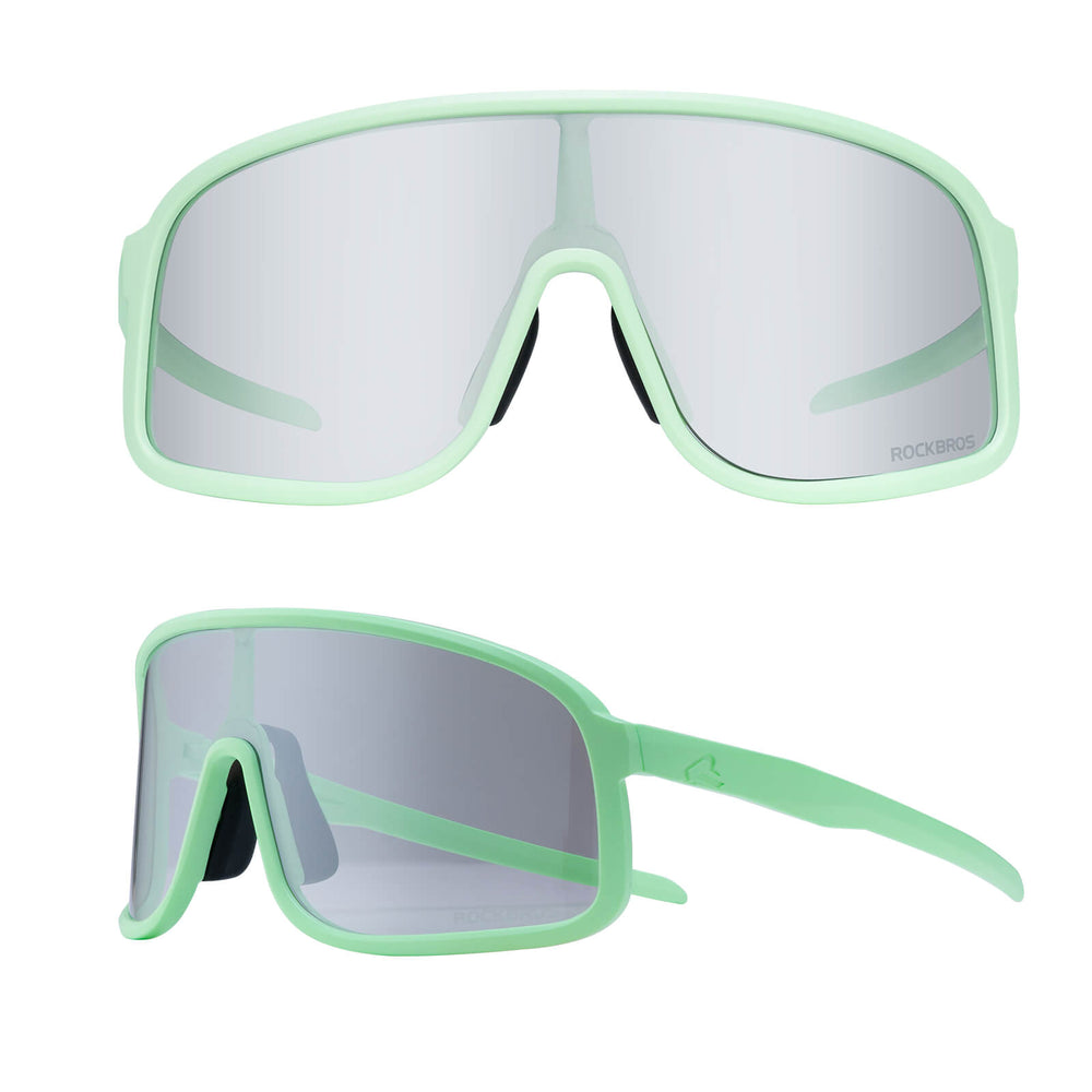 ROCKBROS Fahrradbrille Selbsttönend Sonnenbrille UV400-Schutz verstellbar Nasenpad-Grün