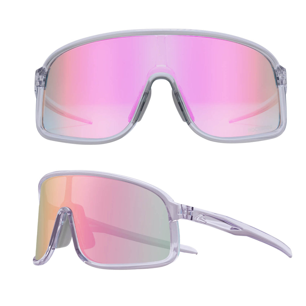 ROCKBROS Fahrradbrille Selbsttönend Sonnenbrille UV400-Schutz verstellbar Nasenpad-Lila