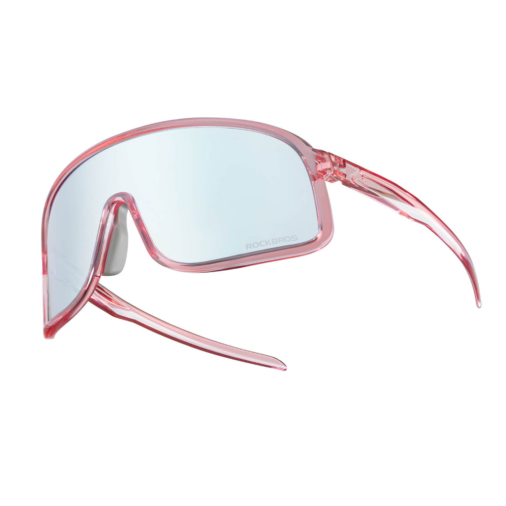 ROCKBROS Fahrradbrille Selbsttönend Sonnenbrille UV400-Schutz verstellbar Nasenpad-Rosa-Blau