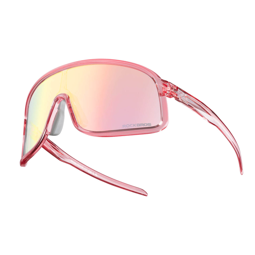 ROCKBROS Fahrradbrille Selbsttönend Sonnenbrille UV400-Schutz verstellbar Nasenpad-Rosa