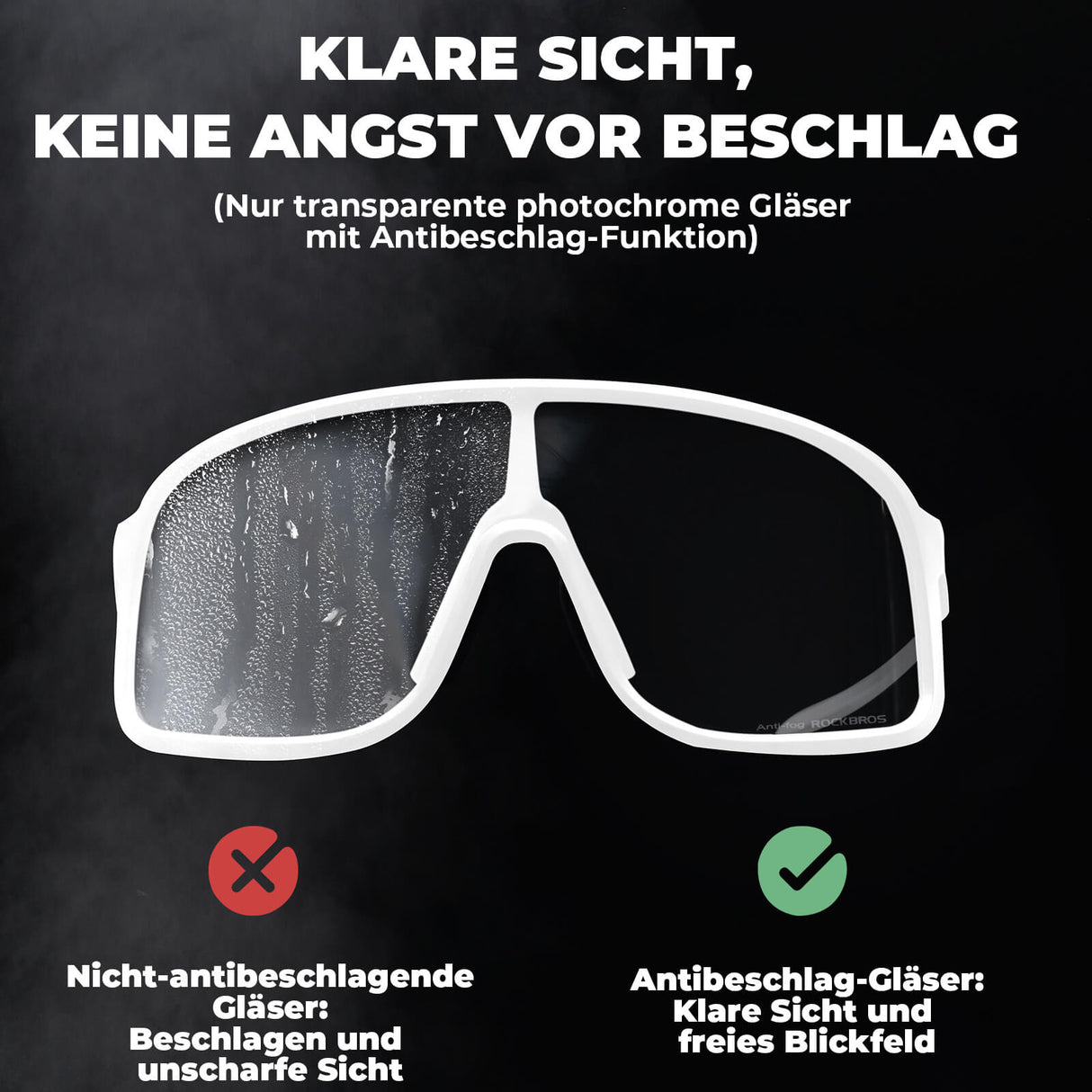 ROCKBROS Fahrradbrille Sonnenbrille UV400-Schutz verstellbar Nasenpad