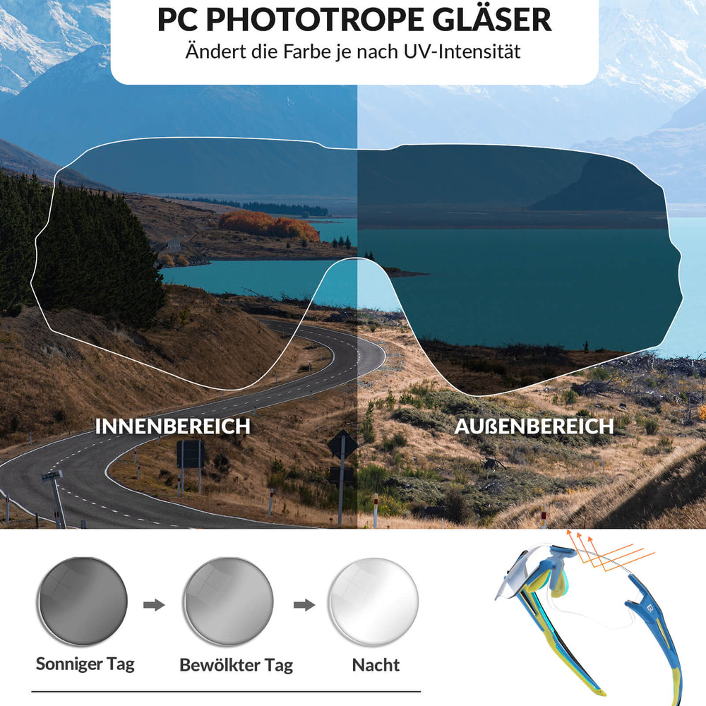 ROCKBROS Fahrradbrille Selbsttönend für Damen & Herren mit UV400 Schutz - ROCKBROS-EU