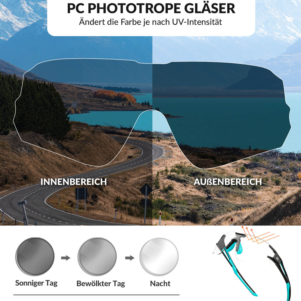 ROCKBROS Fahrradbrille Selbsttönend für Damen & Herren mit UV400 Schutz - ROCKBROS-EU