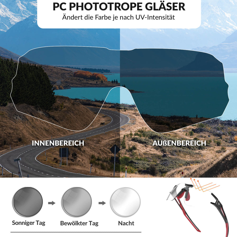 ROCKBROS Fahrradbrille Selbsttönend für Damen & Herren mit UV400 Schutz - ROCKBROS-EU