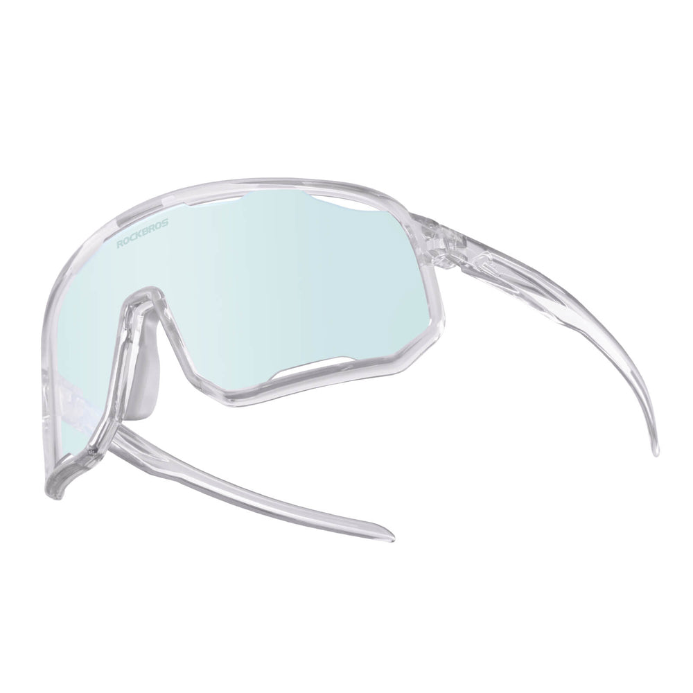 ROCKBROS Fahrradbrille Selbsttönende Sonnenbrille UV-Schutz Wechsel-Nasenpads Damen/Herren-Transparent - Hellblau