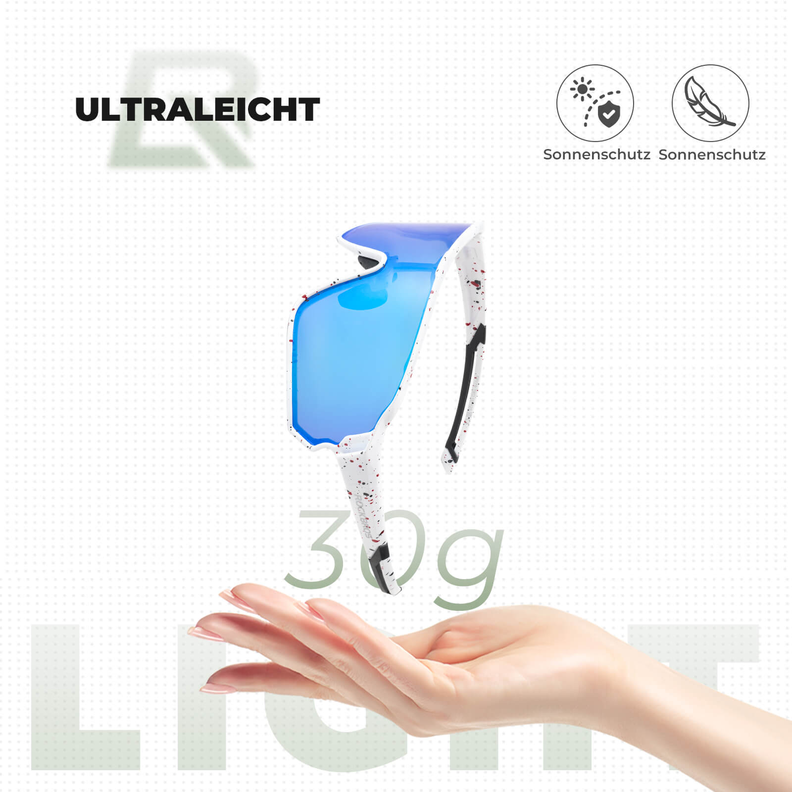 ROCKBROS Fahrradbrille Sonnenbrille Photochrom/Polarisiert UV400 Ultraleicht-Polarisiert - Blau-Weiß