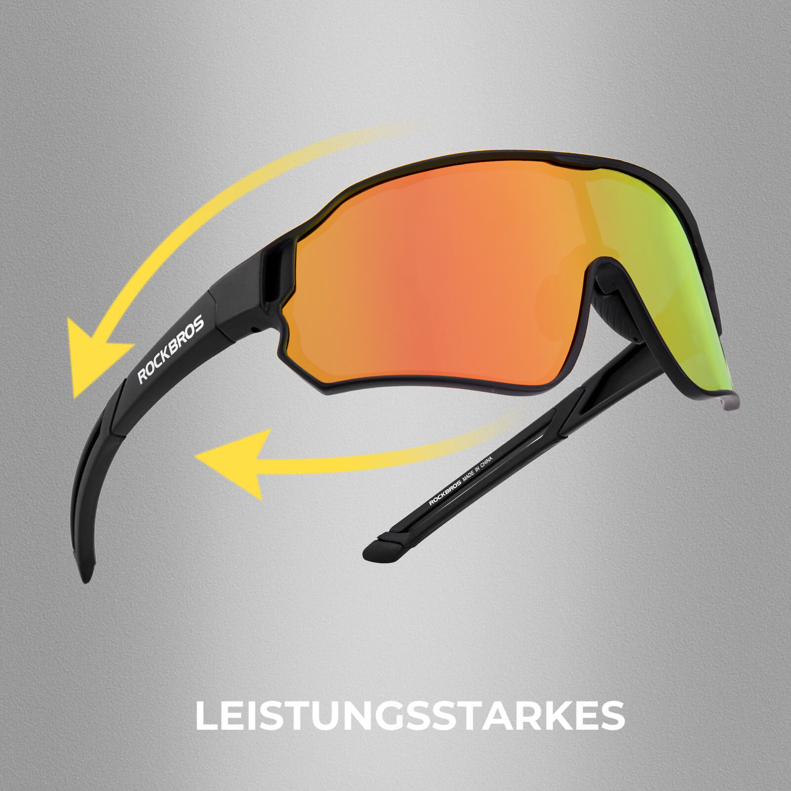 ROCKBROS Fahrradbrille Sonnenbrille Polarisiert UV400 Ultraleicht Blau-Gelb-Schwarz