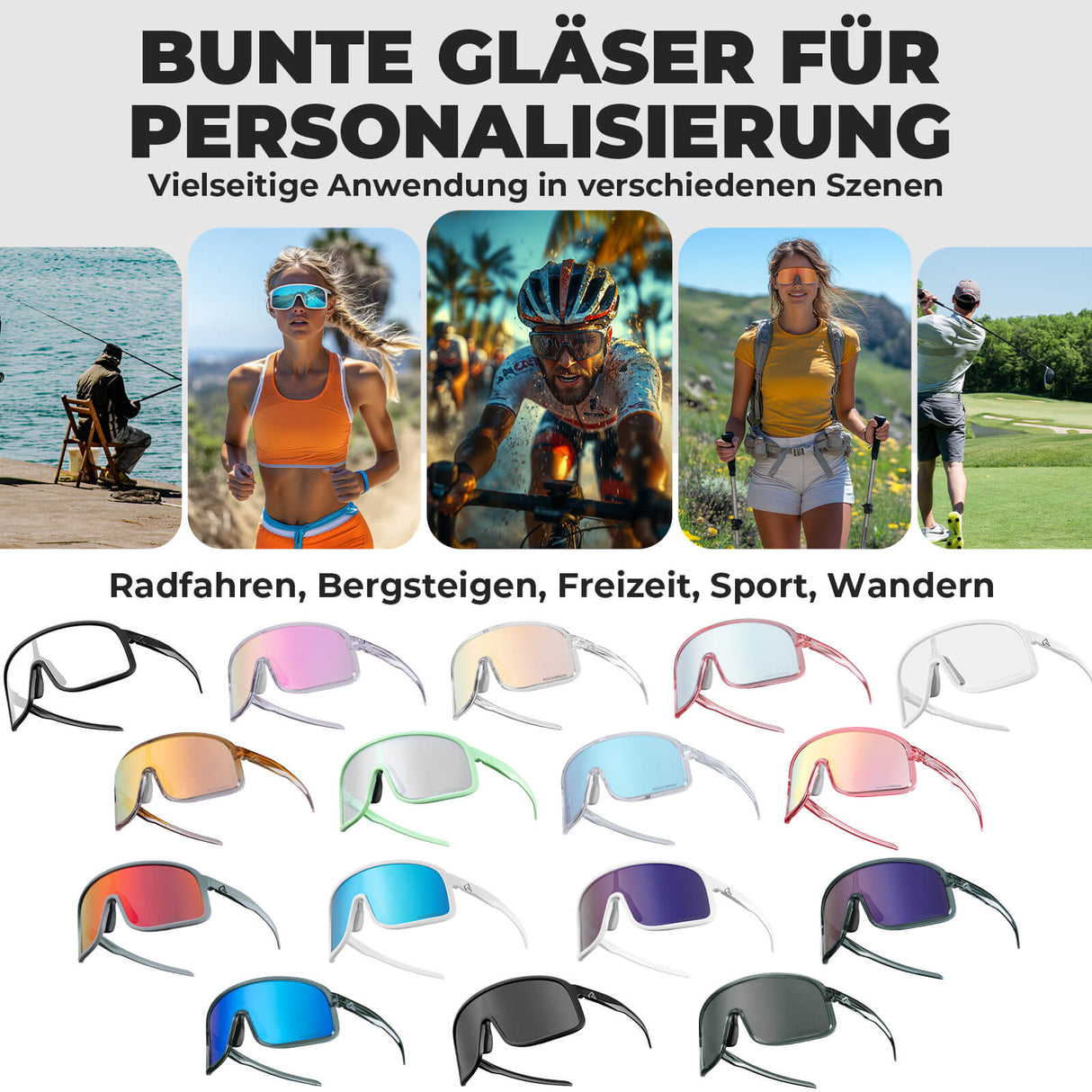 ROCKBROS Fahrradbrille UV400-Schutz verstellbar Nasenpad