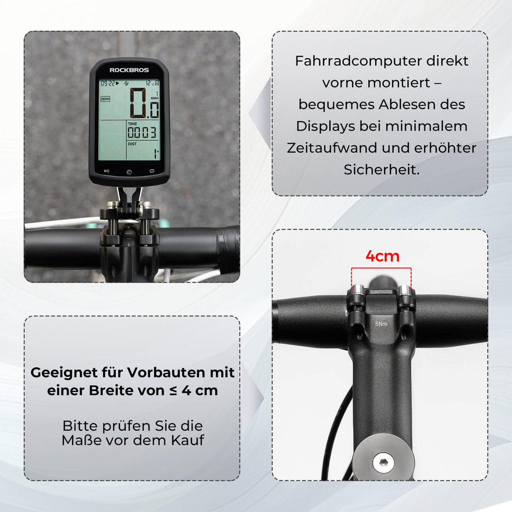 ROCKBROS Fahrradcomputer Halterung Kompatibel mit Garmin/Wahoo/Bryton/GPS Fahrradlicht