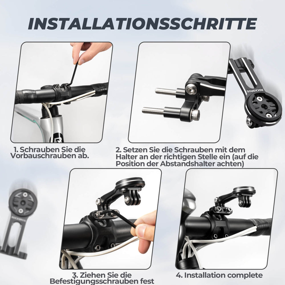 ROCKBROS Fahrradcomputer Halterung Kompatibel mit Garmin/Wahoo/Bryton/GPS Fahrradlicht