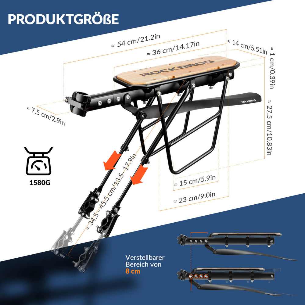 Fahrradgepäckträger mit Schutzblech Montage ohne Bohren 26-29 Zoll - ROCKBROS-EU