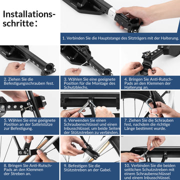 schutzblech am gepäckträger befestigen ROCKBROS Bicycle Pannier Rack with Mudguard, No-Drill Installation, 26-29 Inches – ROCKBROS-DE
