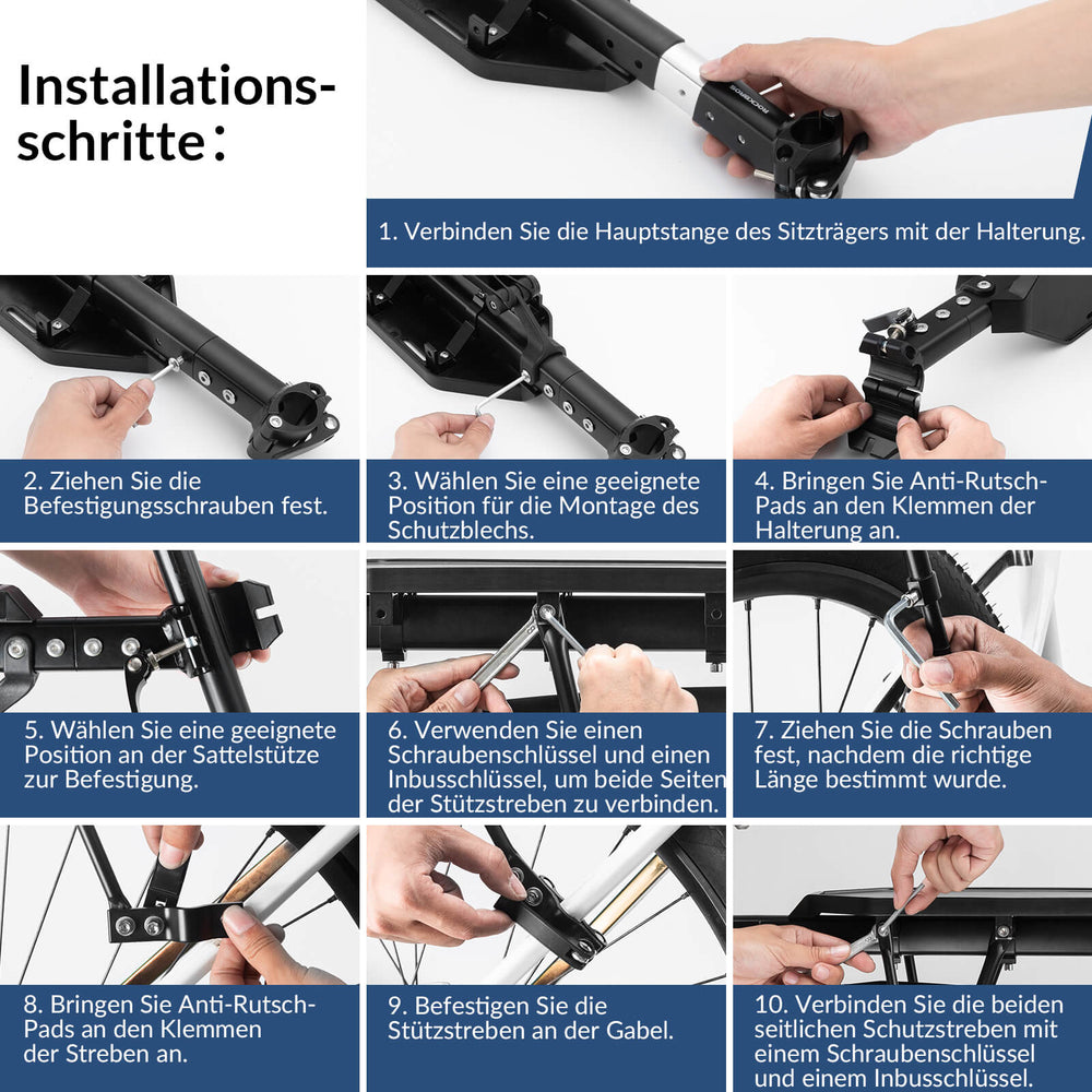 Fahrradgepäckträger mit Schutzblech Montage ohne Bohren 26-29 Zoll - ROCKBROS-EU