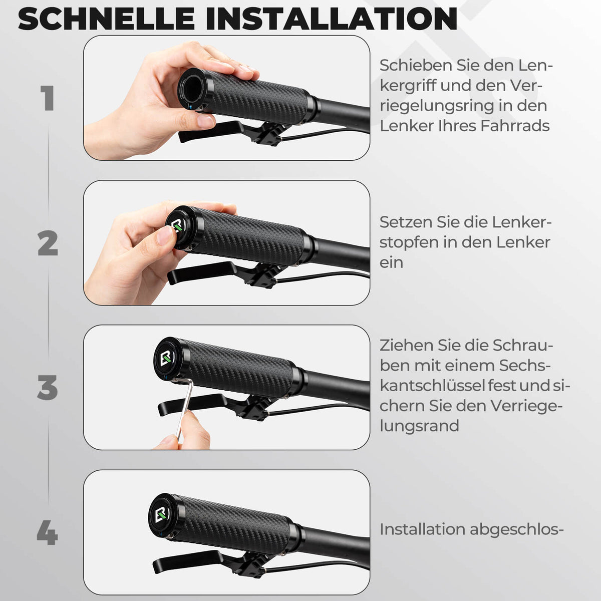 ROCKBROS Fahrradgriffe Kohlenstoffmuster Lenkergriffe Rutschfest 22,2m   ROCKBROS-DE