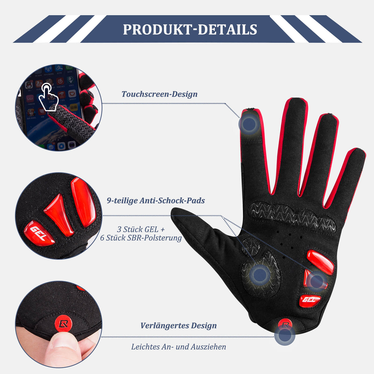 fahrradhandschuhe größe 6 ROCKBROS Fahrradhandschuhe Winddicht Fahrrad Handschuhe Touchscreen –  ROCKBROS-DE